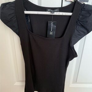 INC International Concepts Women's Black Ribbed Tank Top